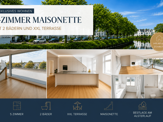 Maisonette zur Miete 8.295 € 5 Zimmer 237 m² frei ab sofort Leinpfad Winterhude Nord 22299