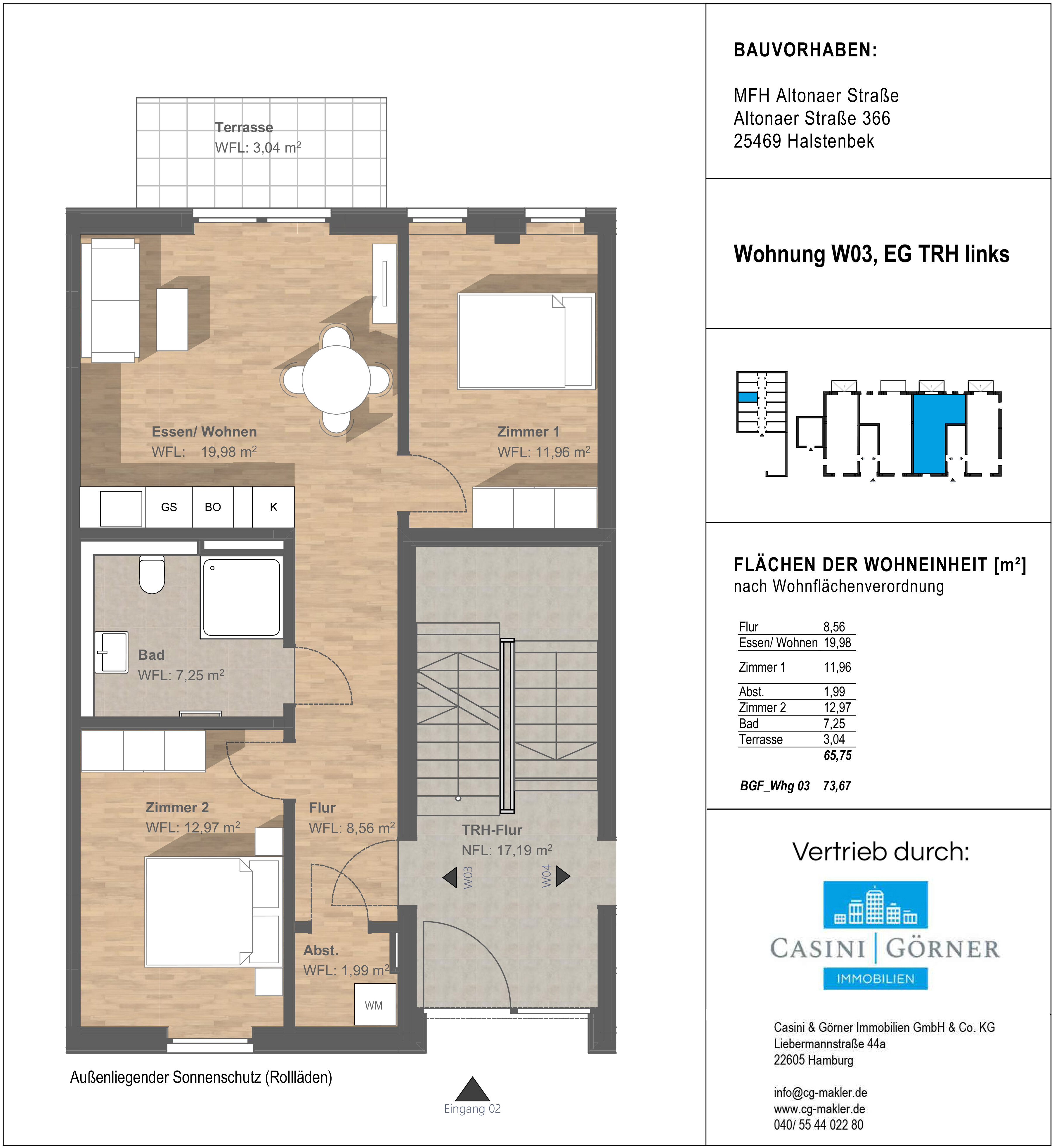 Wohnung zum Kauf 398.000 € 3 Zimmer 66 m²<br/>Wohnfläche EG<br/>Geschoss Halstenbek 25469