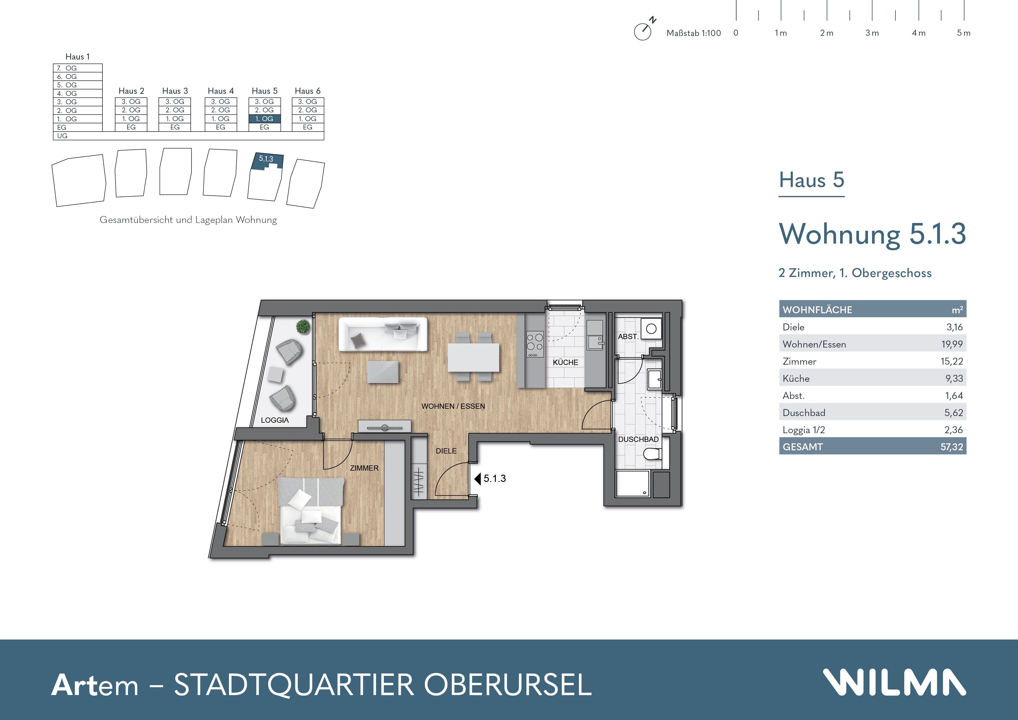 Wohnung zum Kauf provisionsfrei 367.630 € 2 Zimmer 57,3 m²<br/>Wohnfläche Nassauer Straße 1 Kernstadt Oberursel 61440