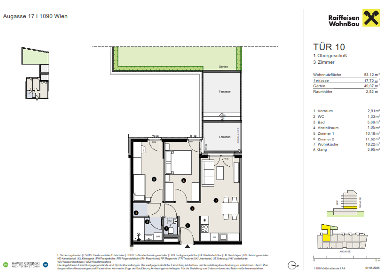 Wohnung zum Kauf provisionsfrei 536.700 € 3 Zimmer 53,1 m² 1. Geschoss Wien 1090