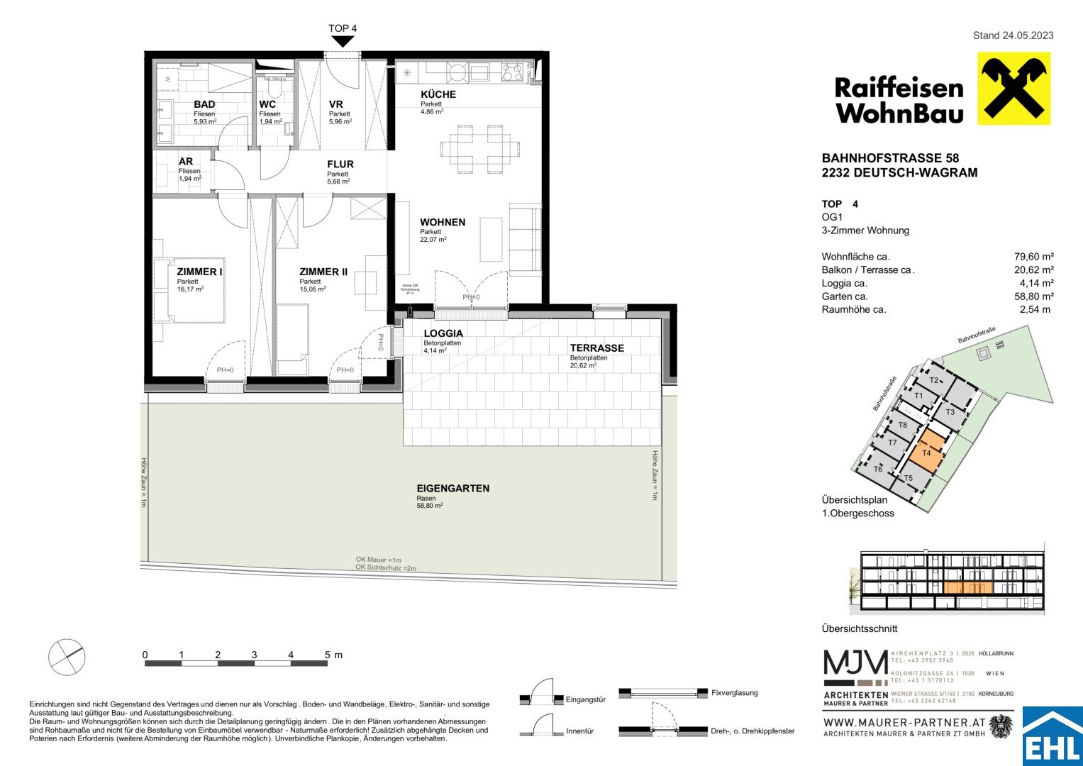 Wohnung zum Kauf 404.020 € 3 Zimmer 79,6 m²<br/>Wohnfläche 1.<br/>Geschoss Bahnhofstraße Deutsch-Wagram 2232