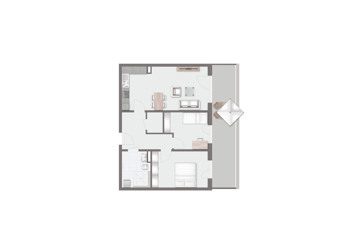 Wohnung zum Kauf 388.564 € 3 Zimmer 80,3 m²<br/>Wohnfläche EG<br/>Geschoss Langenneufnach Langenneufnach 86863