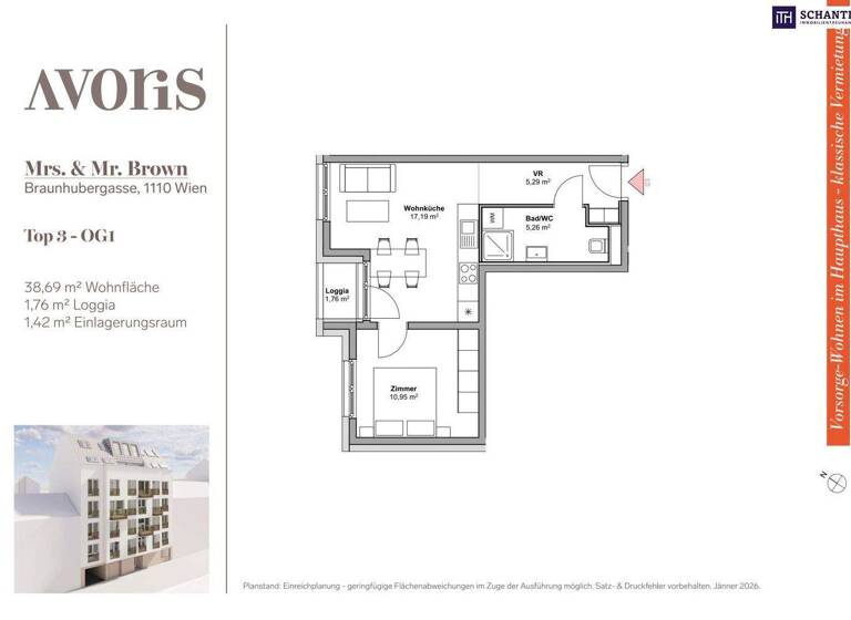 Wohnung zum Kauf - Erstbezug provisionsfrei 208.000 € 2 Zimmer 38,7 m² 1. Geschoss Braunhubergasse Wien 1110