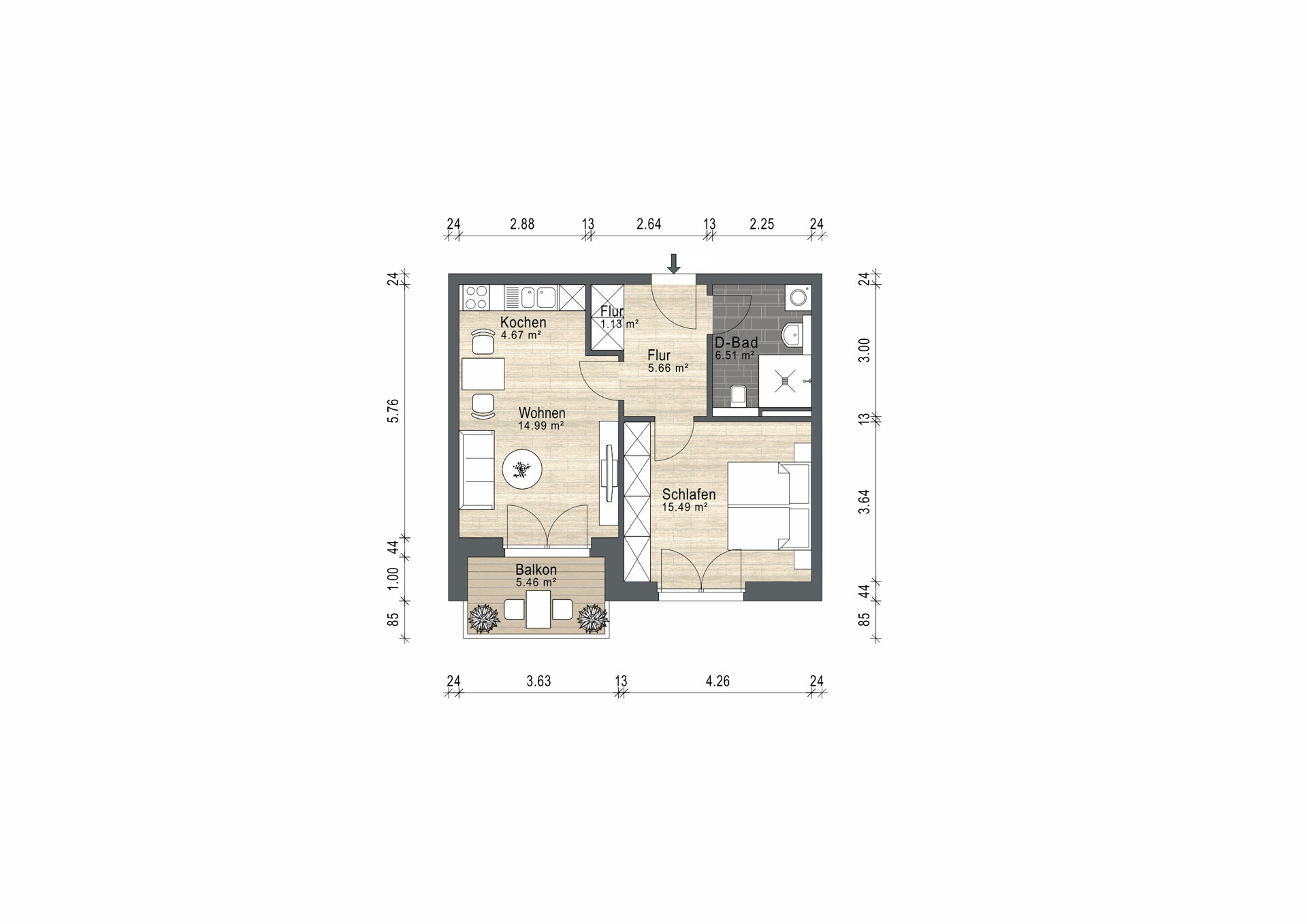 Wohnung zum Kauf provisionsfrei 273.500 € 2 Zimmer 49,9 m²<br/>Wohnfläche Hindenburgstraße 58 Wahlbezirk 9 Bad Schwartau 23611