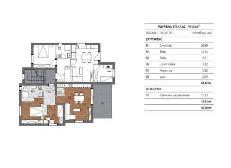 Wohnung zum Kauf 236.000 € 2 Zimmer 80 m² 1. Geschoss Sibenik