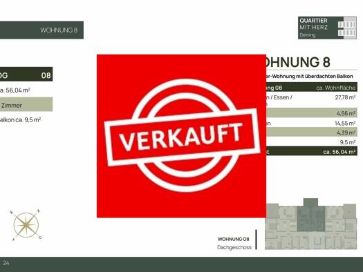 Wohnung zum Kauf provisionsfrei 242.000 € 2 Zimmer 56 m² 2. Geschoss frei ab 31.12.2026 Deining Deining 92364