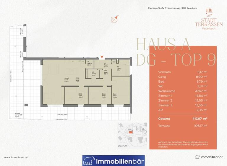 Terrassenwohnung zum Kauf - Erstbezug 658.641 € 4 Zimmer 117,1 m² 2. Geschoss Peuerbach 4722