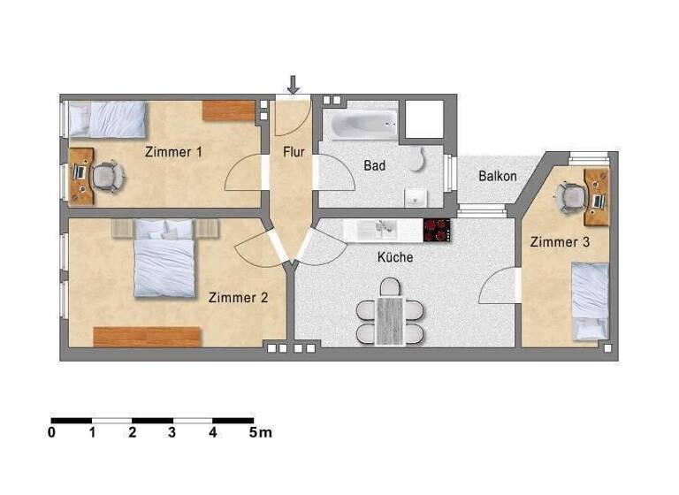 Wohnung zur Miete 799 € 3 Zimmer 84,4 m² 3. Geschoss Immermannstr. 8 Stadtfeld Ost Magdeburg 39108