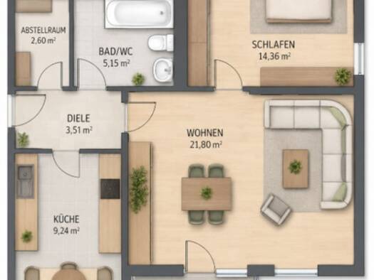 Wohnung zum Kauf 165.000 € 2 Zimmer 60 m² EG Waldkraiburg Waldkraiburg 84478