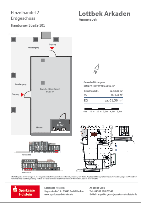 Laden zur Miete provisionsfrei 1.353 € 1 Zimmer Lottbek Ammersbek 22949