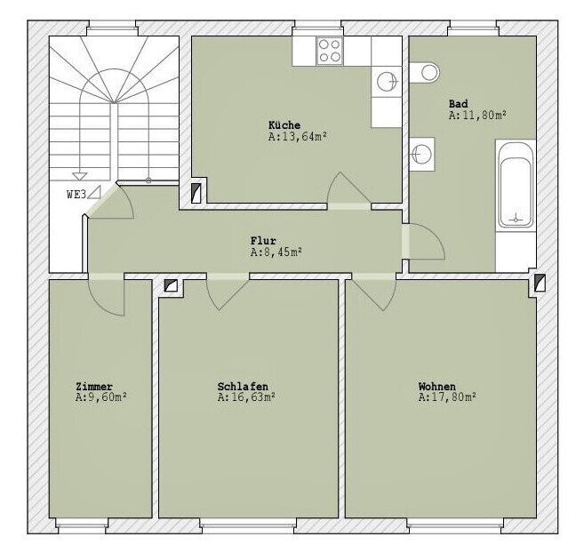 Wohnung zur Miete 670 € 3 Zimmer 77,9 m²<br/>Wohnfläche 01.01.2025<br/>Verfügbarkeit Zwenkau Zwenkau 04442