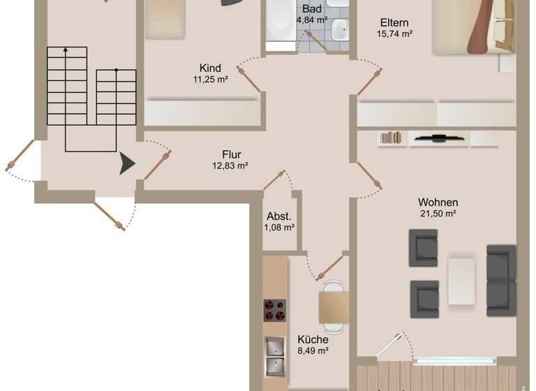 Wohnung zum Kauf 255.000 € 3 Zimmer 79 m² Herzogenaurach 91074