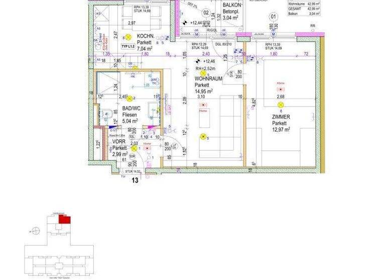 Wohnung zur Miete 754 € 2 Zimmer 4. Geschoss frei ab sofort Leebgasse Wien 1100
