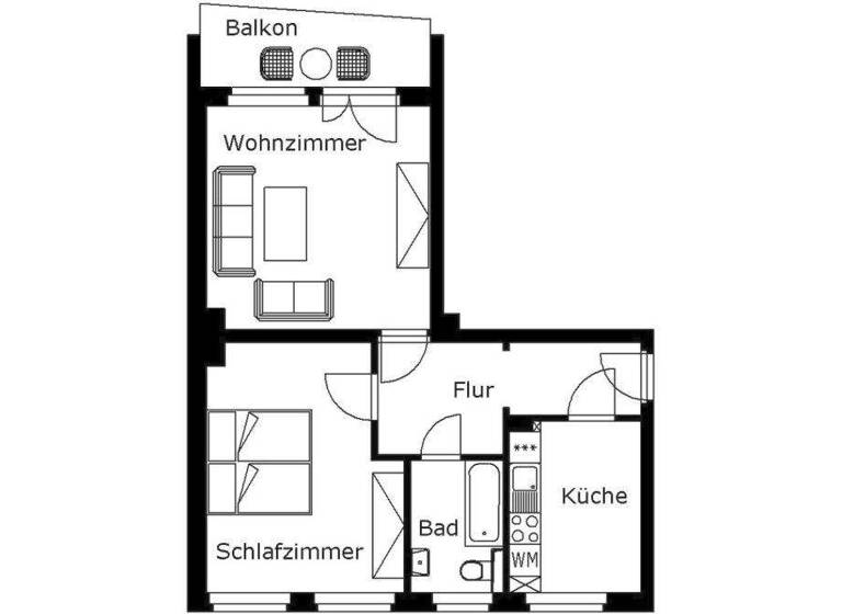 Wohnung zur Miete 306 € 2 Zimmer 56,9 m² EG Jößnitzer Straße 58 Stadtmitte Plauen 08525