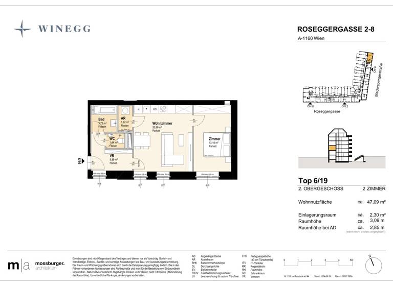 Wohnung zum Kauf - Erstbezug 268.400 € 2 Zimmer 47,1 m² 2. Geschoss Roseggergasse 2-8 Wien 1160