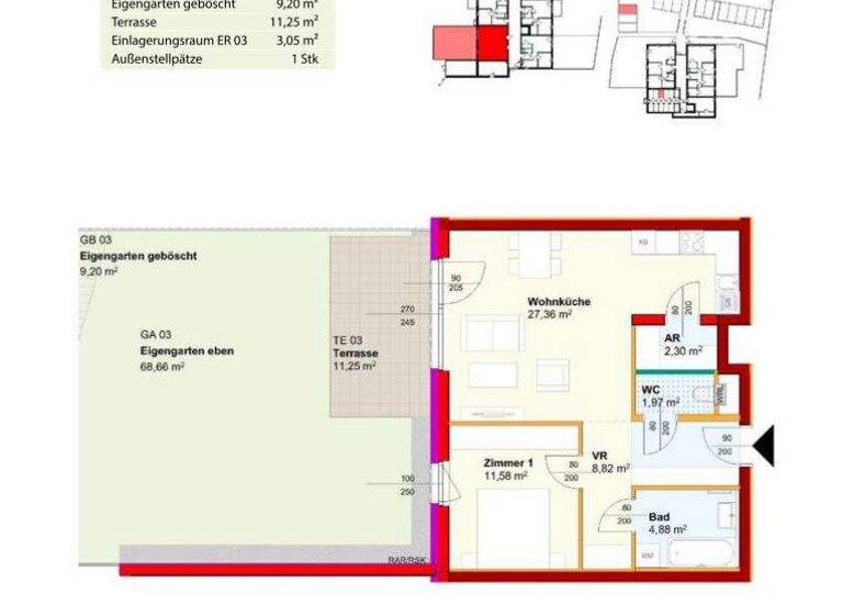Wohnung zur Miete - Erstbezug 613 € 2 Zimmer 56,9 m² EG Geras 2093