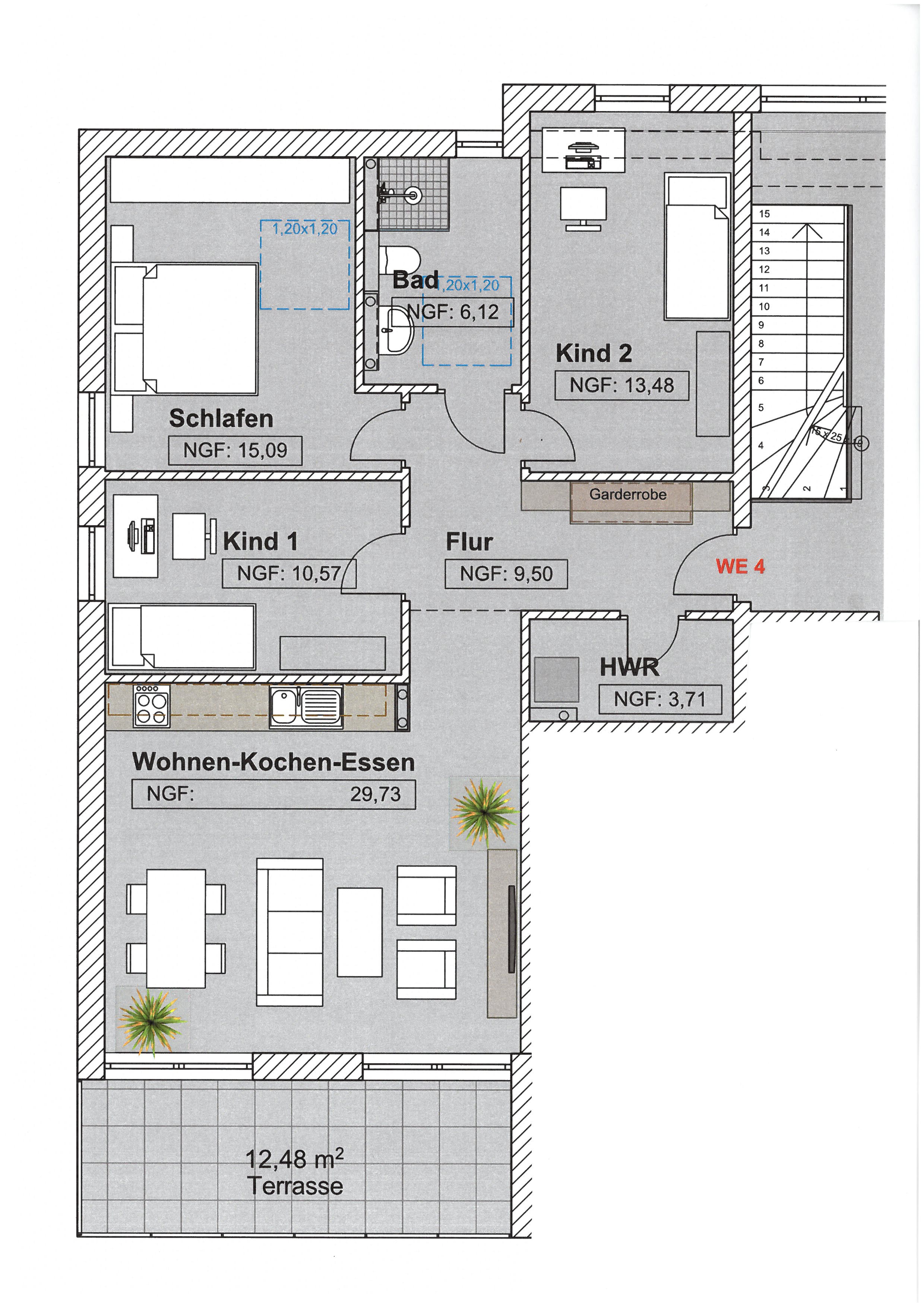 Wohnung zum Kauf provisionsfrei 265.000 € 4,5 Zimmer 94 m²<br/>Wohnfläche 1.<br/>Geschoss Buweiler Wadern 66687