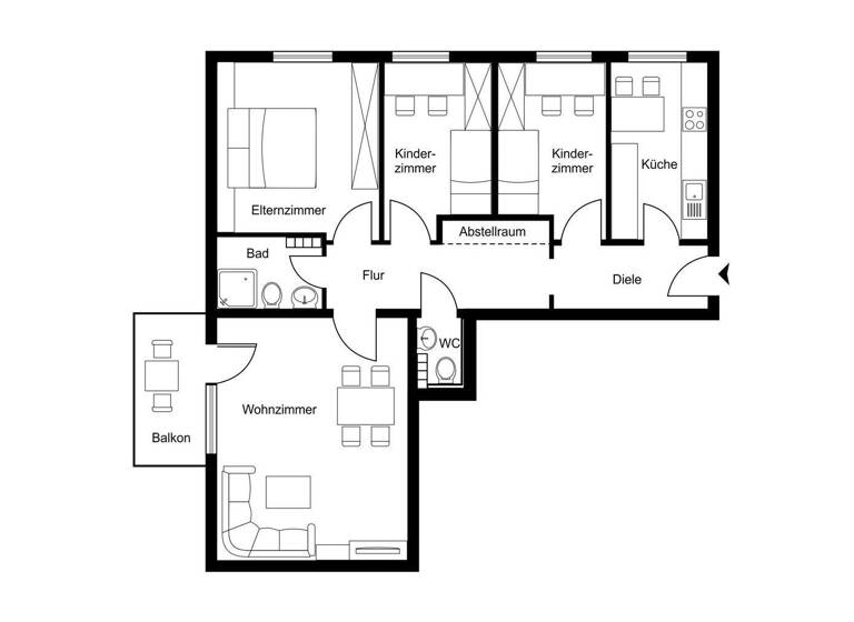 Wohnung zum Kauf 179.000 € 4,5 Zimmer 86 m² 3. Geschoss Höntrop Bochum 44869
