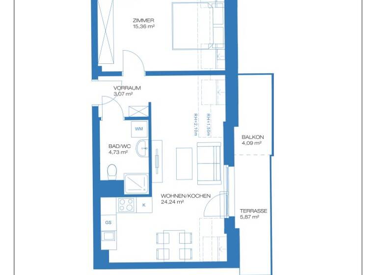 Wohnung zum Kauf - Erstbezug 342.437 € 2 Zimmer 47,4 m² 5. Geschoss Wagramer Straße Wien 1220