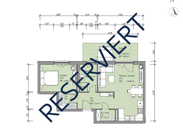 Wohnung zum Kauf - Neubau 194.600 € 2 Zimmer 61,7 m²<br/>Wohnfläche EG<br/>Geschoss Bodestraße 8a Bad Harzburg Bad Harzburg 38667