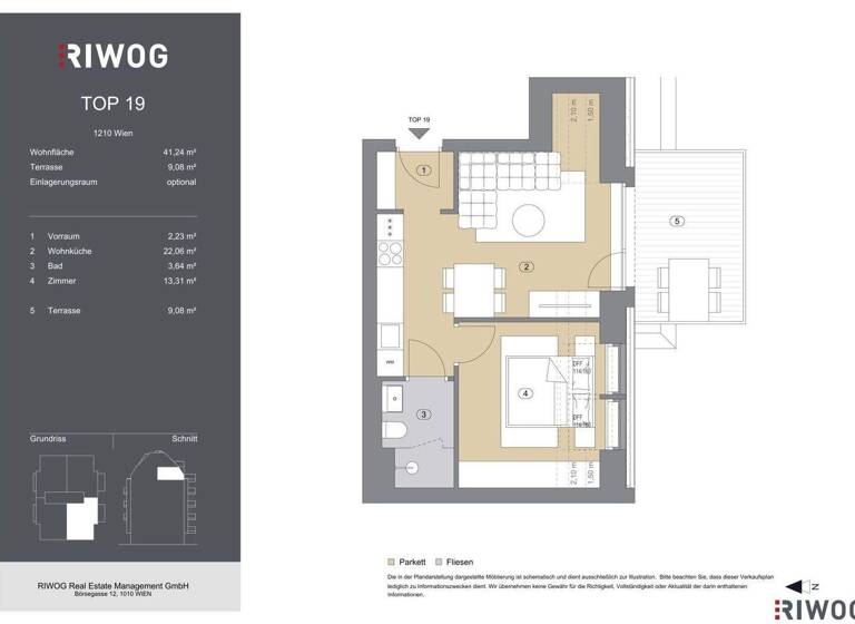 Wohnung zum Kauf - Erstbezug 299.000 € 2 Zimmer 41,2 m² 5. Geschoss Bahnsteggasse 4 Wien 1210