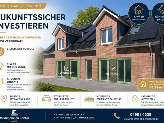 Wohnung zum Kauf - Erstbezug 226.500 € 3 Zimmer 64,5 m² Beschotenweg Weener 26826