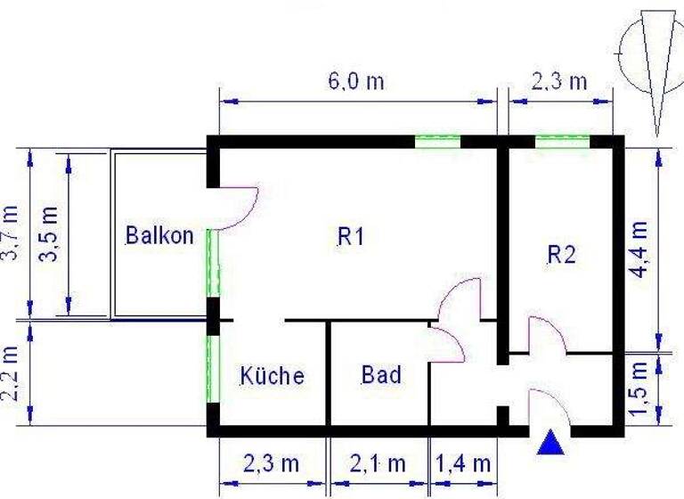 Wohnung zur Miete 304 € 2 Zimmer 47,6 m² 5. Geschoss Olvenstedter Scheid 39 Neu Olvenstedt Magdeburg 39130