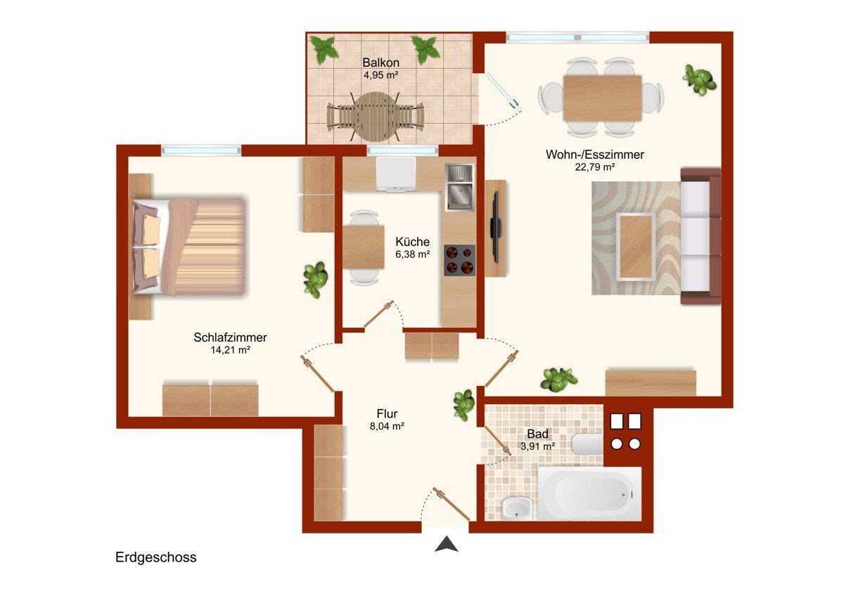 Wohnung zum Kauf 87.000 € 2 Zimmer 57,8 m²<br/>Wohnfläche EG<br/>Geschoss Achim Achim 28832