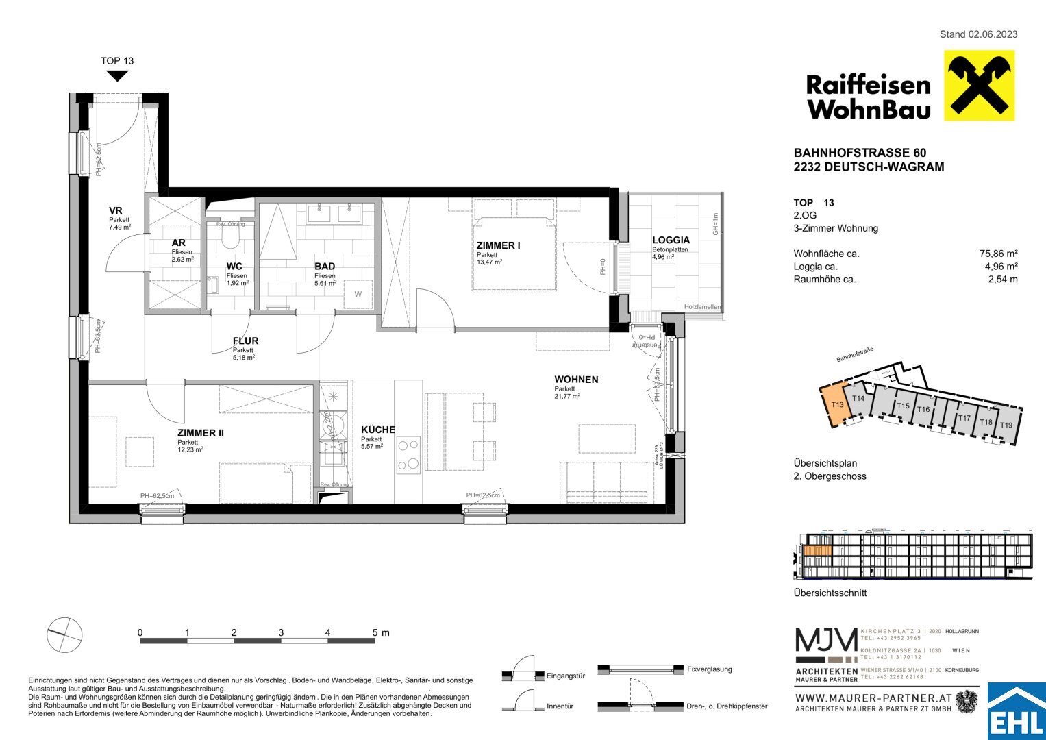 Wohnung zum Kauf 368.900 € 3 Zimmer 75,9 m²<br/>Wohnfläche 2.<br/>Geschoss Bahnhofstraße Deutsch-Wagram 2232