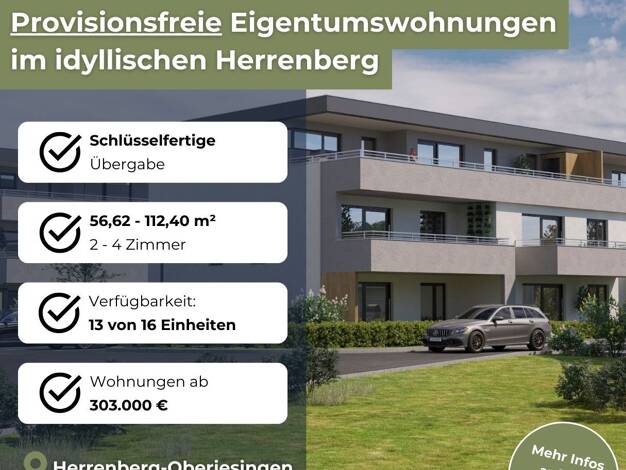 Penthouse zum Kauf - Erstbezug provisionsfrei 451.000 € 2 Zimmer 75,3 m² Dachgeschoss, 1. Geschoss Oderstraße 4 Oberjesingen Herrenberg 71083