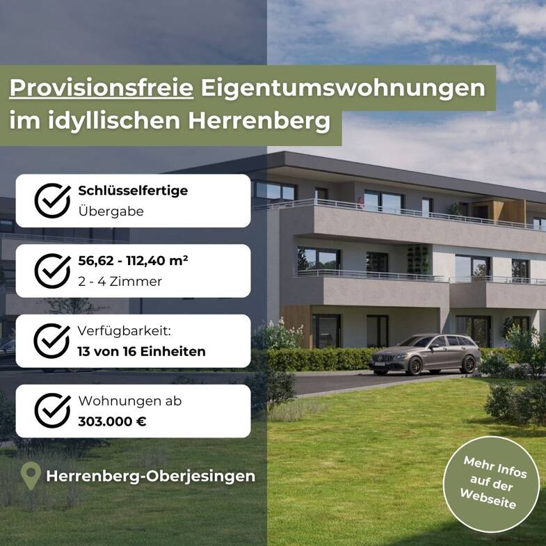 Penthouse zum Kauf provisionsfrei 451.000 € 2 Zimmer 75,3 m² 1. Geschoss Oderstraße 4 Oberjesingen Herrenberg 71083