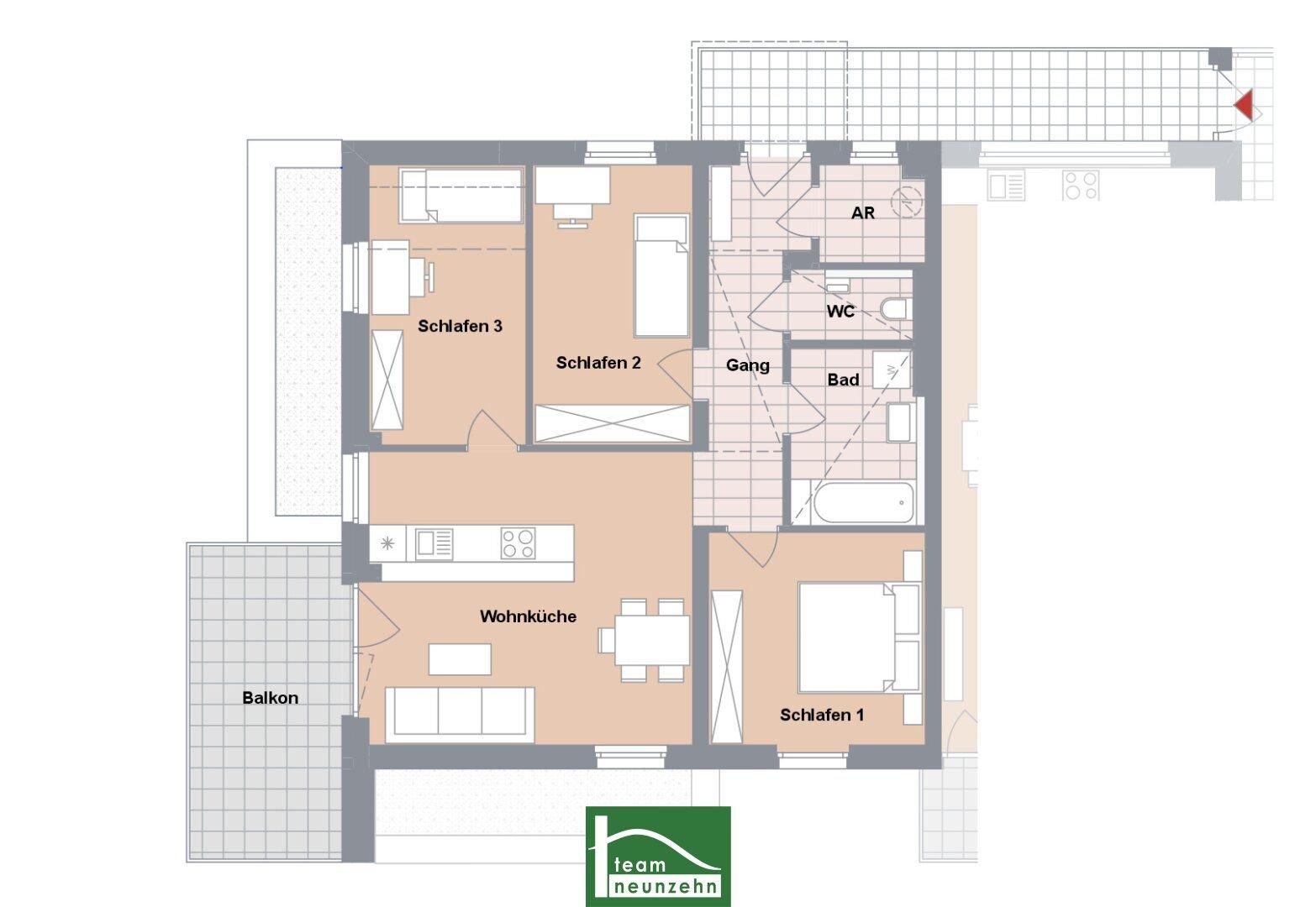 Wohnung zum Kauf provisionsfrei 446.201 € 4 Zimmer 78,2 m²<br/>Wohnfläche 2.<br/>Geschoss Heimkehrergasse 29 Wien 1100