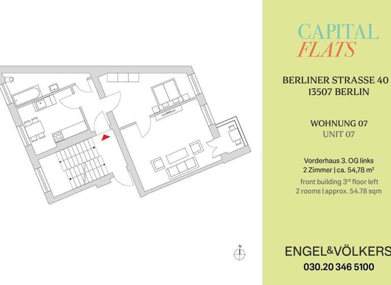 Wohnung zum Kauf provisionsfrei 225.000 € 2 Zimmer 54,8 m² 3. Geschoss Berliner Str. 40 Tegel Berlin 13507