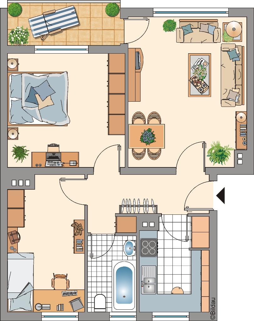 Wohnung zur Miete 509 € 3,5 Zimmer 62,7 m²<br/>Wohnfläche 3.<br/>Geschoss Hans-Böckler-Straße 4 Klausen Remscheid 42899