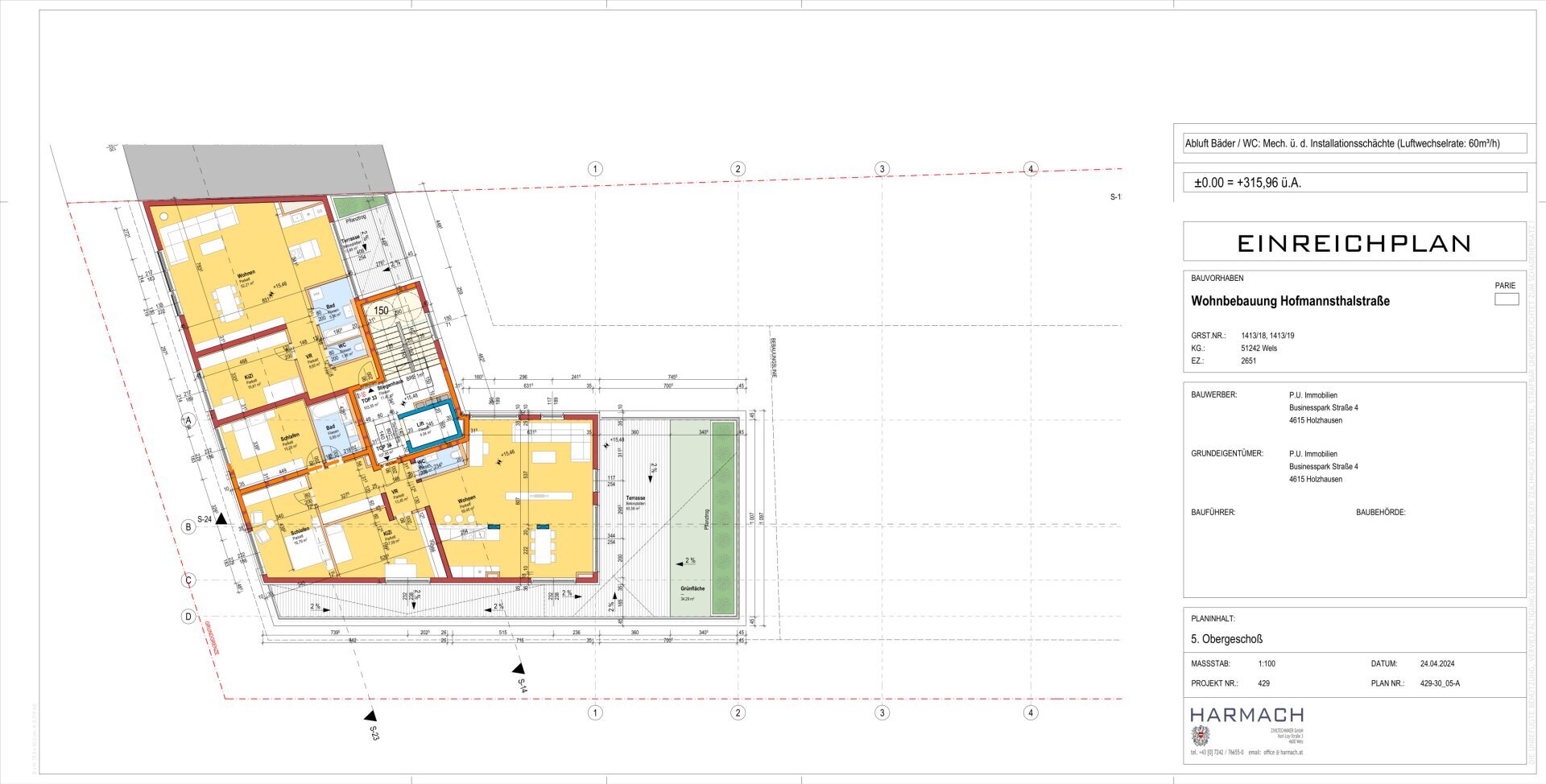 Wohnung zum Kauf provisionsfrei 424.000 € 3,5 Zimmer 103,6 m²<br/>Wohnfläche 01.12.2025<br/>Verfügbarkeit Grabenhof Wels 4600