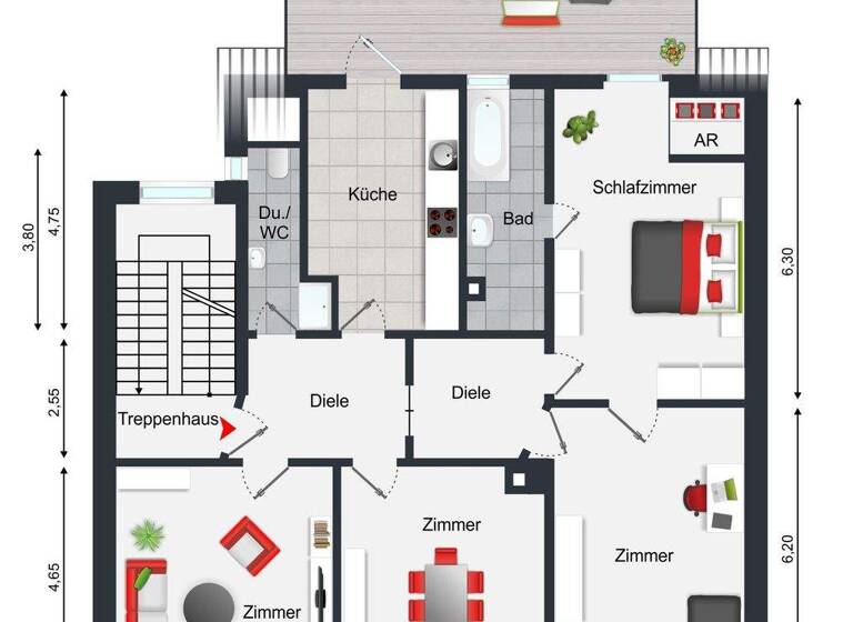 Terrassenwohnung zum Kauf 365.000 € 4 Zimmer 128 m² Süd Ludwigshafen am Rhein 67061