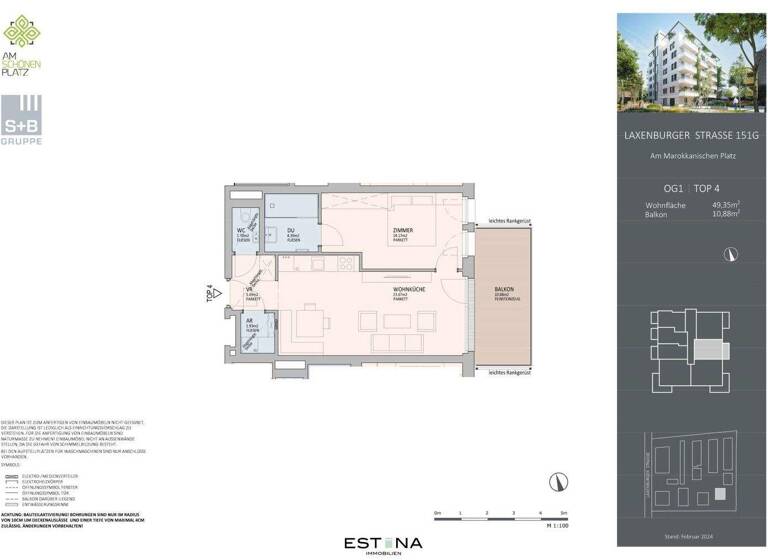 Wohnung zum Kauf - Erstbezug 420.000 € 2 Zimmer 49,4 m² 1. Geschoss Am marokkanischen Platz / Laxenburger Straße Wien 1100