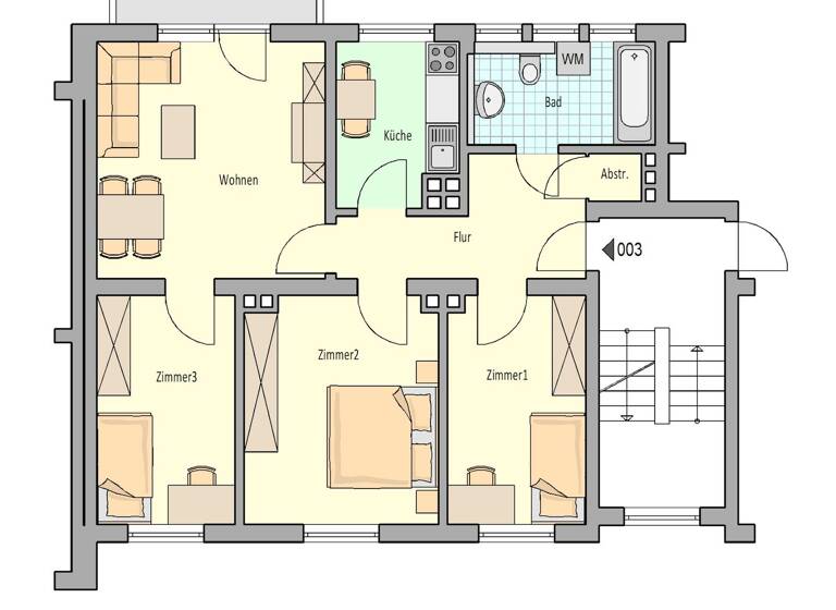 Wohnung zur Miete 631 € 4 Zimmer 73 m² 2. Geschoss frei ab sofort Birkenstr. 20 Innenstadt Herford 32049