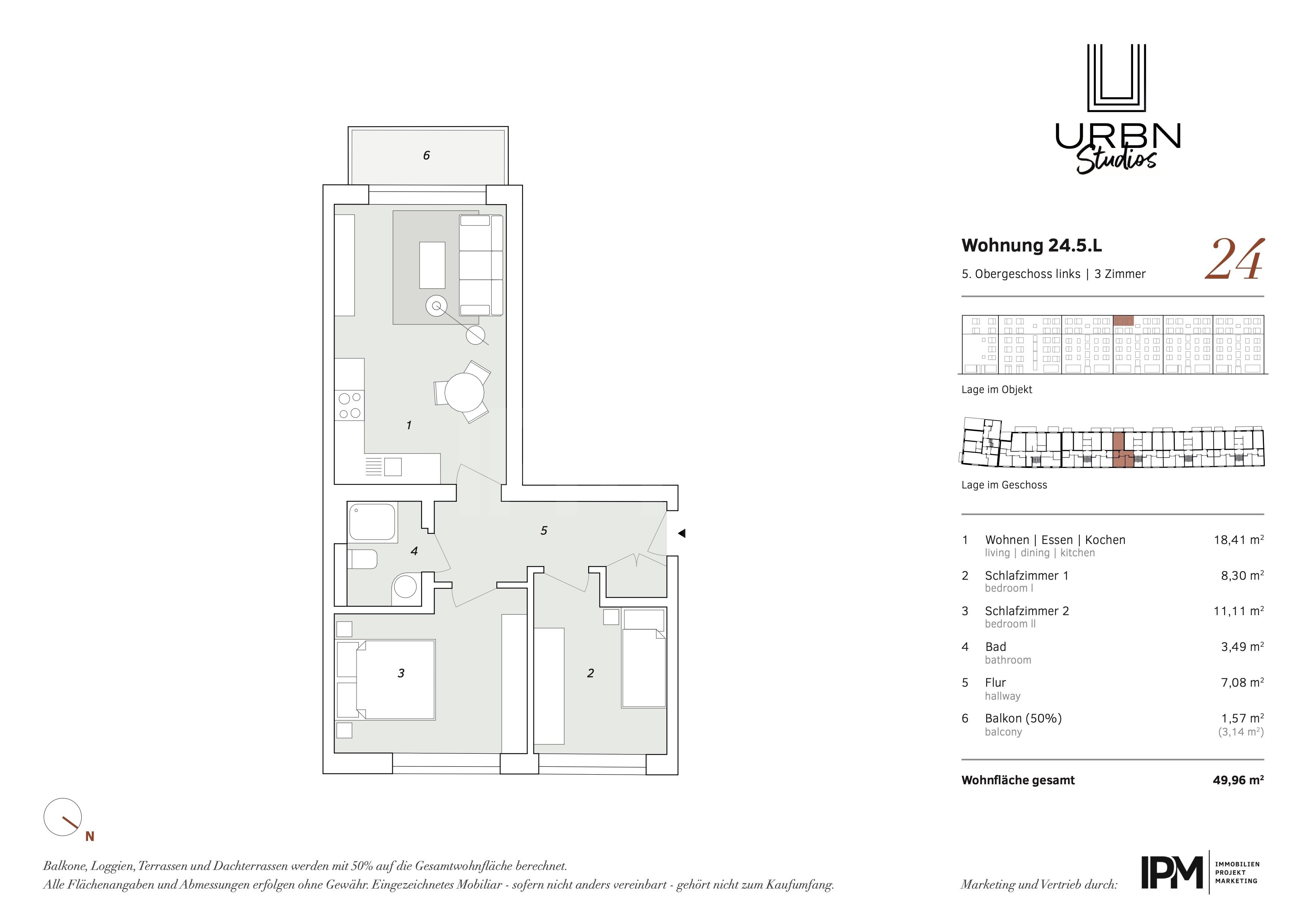 Wohnung zum Kauf 315.693 € 3 Zimmer 50 m²<br/>Wohnfläche 5.<br/>Geschoss Washingtonallee 24 Horn Hamburg 22111