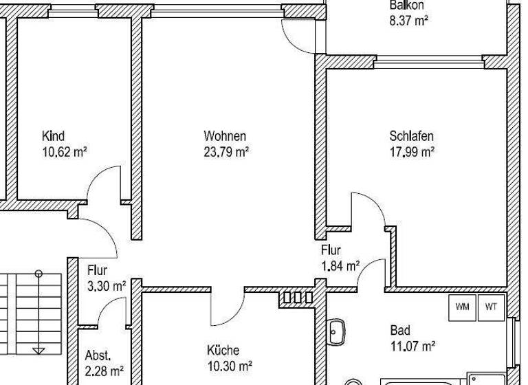 Wohnung zur Miete nur mit Wohnberechtigungsschein 582 € 3 Zimmer 85,4 m² 1. Geschoss frei ab 01.04.2026 Breslauer Allee 44 Klütviertel Hameln 31787