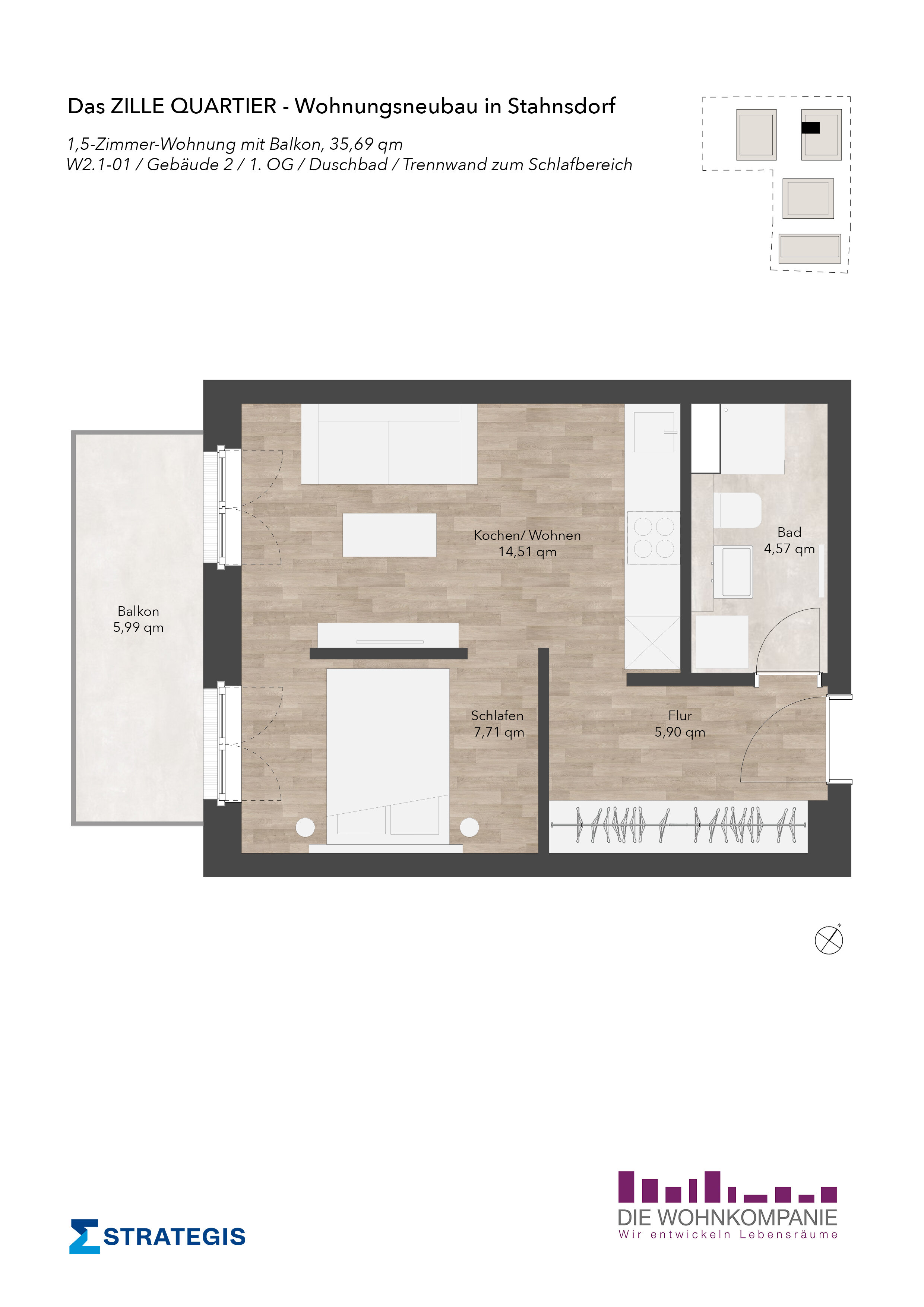 Wohnung zur Miete 899 € 1,5 Zimmer 35,7 m²<br/>Wohnfläche 1.<br/>Geschoss 01.01.2025<br/>Verfügbarkeit Potsdamer Allee 113 Stahnsdorf Stahnsdorf 14532