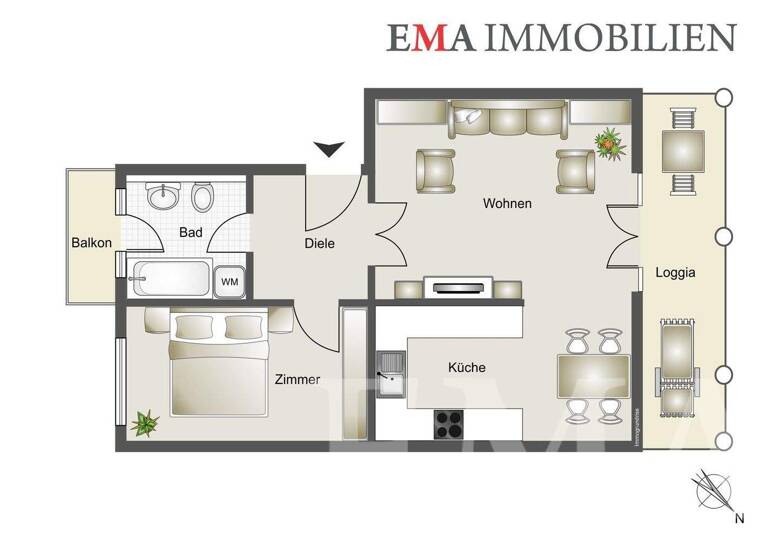 Wohnung zur Miete 920 € 2 Zimmer 66 m² 4. Geschoss Falkensee 14612