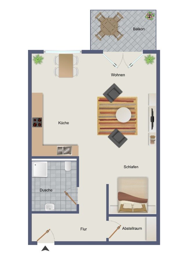 Wohnung zum Kauf provisionsfrei 234.000 € 1 Zimmer 46,3 m²<br/>Wohnfläche 1.<br/>Geschoss Hirschaid Hirschaid 96114