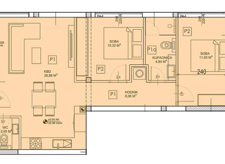Wohnung zum Kauf 230.000 € 2 Zimmer 76 m² Zadar
