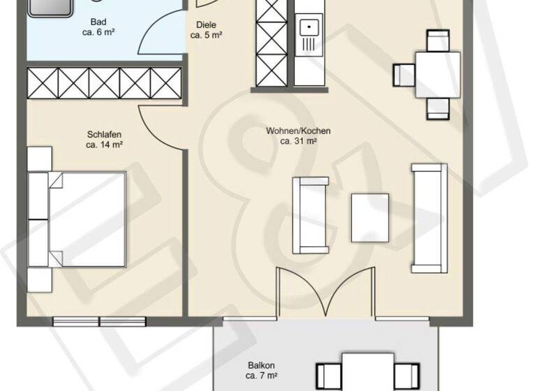 Terrassenwohnung zur Miete 1.139 € 2 Zimmer 57 m² 2. Geschoss frei ab sofort Weilerswister Straße  14 Friesheim Erftstadt 50374