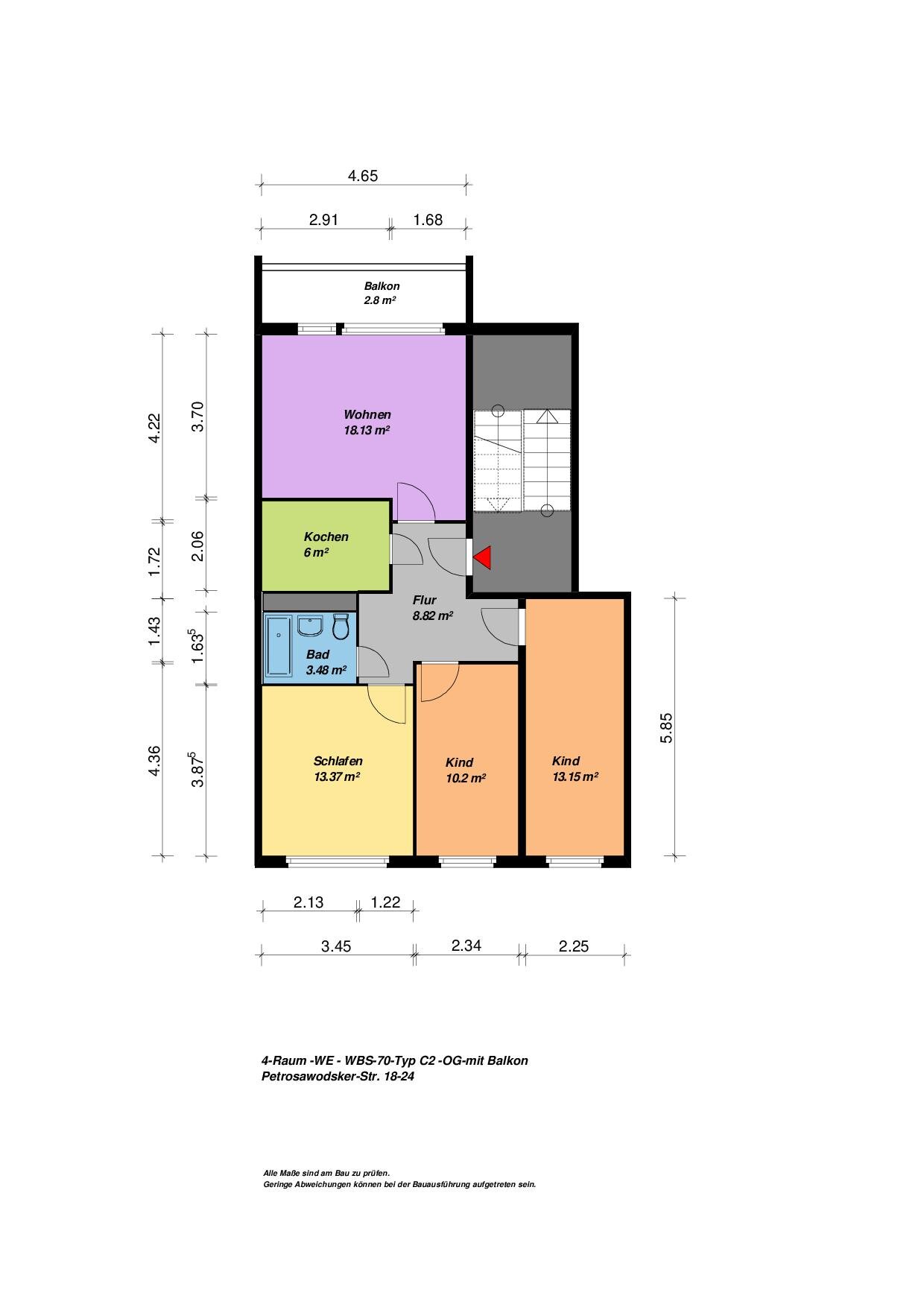 Wohnung zur Miete 401 € 4 Zimmer 76,1 m²<br/>Wohnfläche 5.<br/>Geschoss 01.01.2025<br/>Verfügbarkeit Petrosawodsker Str. 20 Stadtgebiet Ost Neubrandenburg 17036