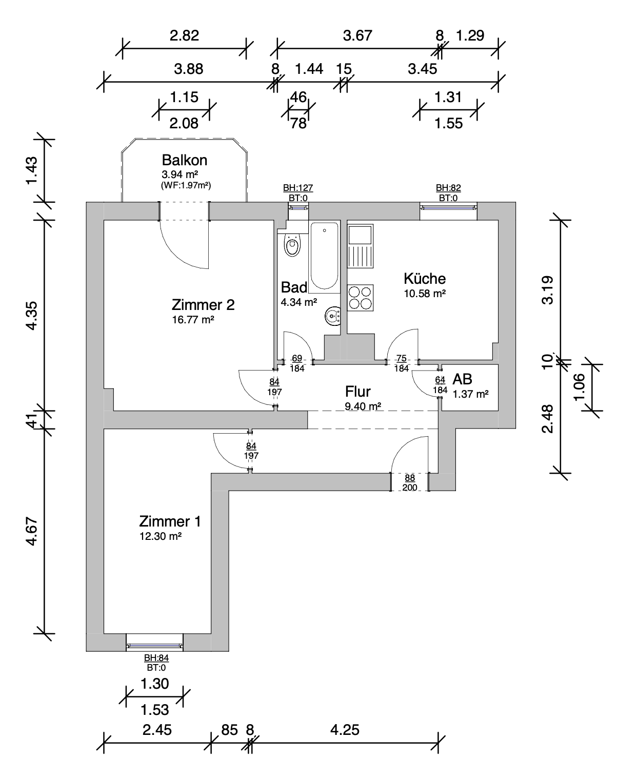 Wohnung zum Kauf 299.000 € 2 Zimmer 57 m²<br/>Wohnfläche ab sofort<br/>Verfügbarkeit Zehlendorf Berlin 14167