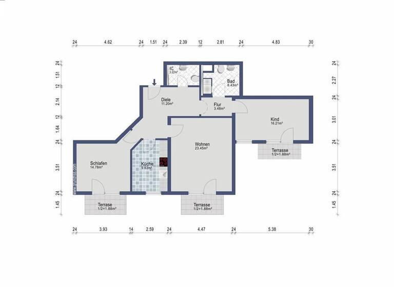Terrassenwohnung zum Kauf 499.000 € 3 Zimmer 95 m²<br/>Wohnfläche EG<br/>Geschoss Kolbermoor Kolbermoor 83059
