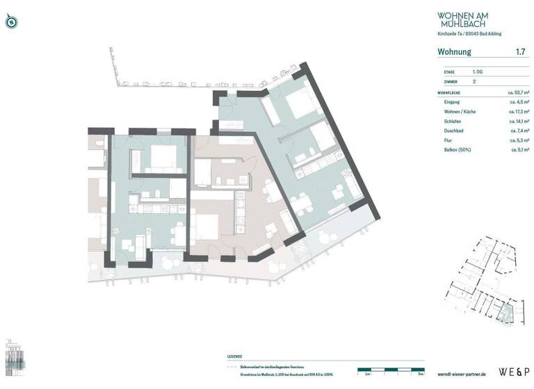Wohnung zum Kauf - Erstbezug provisionsfrei 530.000 € 2 Zimmer 54 m² 1. Geschoss Kirchzeile 7A Bad Aibling 83043