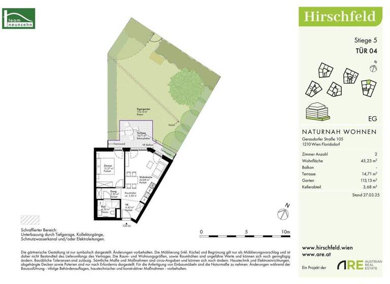 Wohnung zum Kauf - Erstbezug provisionsfrei 264.100 € 2 Zimmer 45,2 m² EG Gerasdorfer Straße 105 Wien 1210